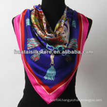 2014 new product hangzhou 100% silk blue fringe scarf china wholesale